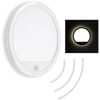 Telefunken Außenwandleuchte Kunststoff Ø 28 cm inkl. Bewegungsmelder, Dämmerungssensor, 15 W, IP44, Weiß