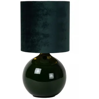 Tischlampe Stoff Schirm Glas Grün Gold Büro 47 cm E14 Nachttisch Leuchte