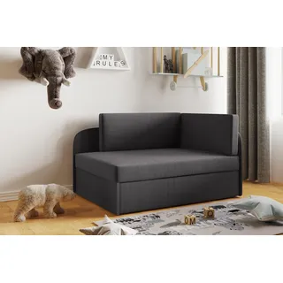 Kaiser Möbel Kinderbett Kindersofa mit schlaffinktion und bettkasten BETTY wachsendes Bett Rechts Stahl - Silber