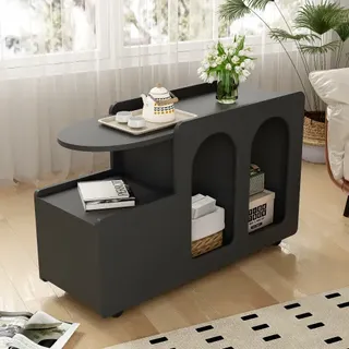 okwish Kommoden Sideboard mit Rollen, Beistellschrank vielseitiger Aufbewahrungswagen Buffet für Wohnzimmer, Esszimmer und Schlafzimmer, Schwarz - Schwarz