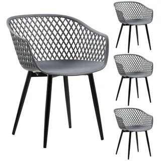 Idimex Esszimmerstuhl Medeira 4Er-Set , Anthrazit , Textil , Vintage , 61x80x57 cm , Gartenmöbel, Gartensessel, Gartenstühle