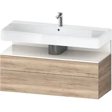 Duravit Qatego Waschtischunterbau, 1 Auszug und 1 Schublade, 1190x470x590mm, Nische Weiß Hochglanz, QA4396022, Farbe: Eiche Marmoriert/mit Nischenbeleuchtung