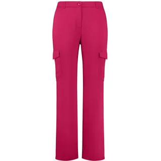 Samoon Damen Cargohose aus elastischem Satin unifarben reguläre Länge Cranberry 50