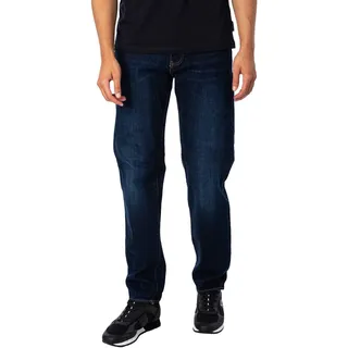 Armani Exchange Herren 5 Pocket Straight Denim Jeans, Dunkle Waschung, Tabaknähte, Stretch-Baumwolle, 52