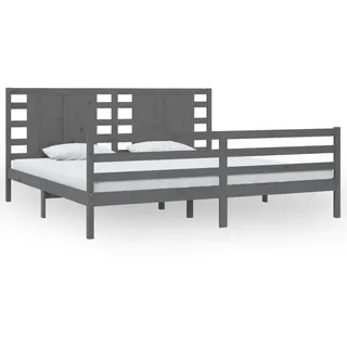 vidaXL Massivholzbett Grau Kiefer 200x200 cm - Grau