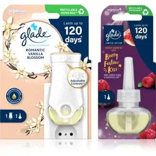 GLADE Electric scented oil Romantic Vanilla Blossom + Berry Festive Kiss vorteilhafte Packung 3 St.