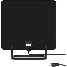 DVB-T/DVB-T2 HD Antenne - August DTA450-5dB Starke Zimmerantenne für digitales terrestrisches Antennenfernsehen in HD – leistungsstarke DVB-T2 Innenantenne mit Standfuß/Klebepad und 3m Koaxial-Kabel