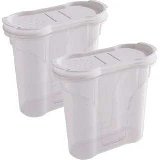 Novaliv Salzstreuer 2er SET Salz Vorratsdose zum Streuen 300 ml Maße (LxBxH): 11 x 5 x 11 cm Dosen für Gewürze mit Deckel Salz und Pfefferstreuer Paprika Gewürz Streuer Klein Streuer Gewürze Fein - Transparent