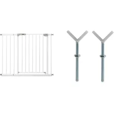 Hauck Türschutzgitter/Treppenschutzgitter für Kinder Open N Stop KD Safety Gate inkl. 21 cm Verlängerung/ohne Bohren / 96-101 cm breit weiß & Y-Spindel, für Geländer