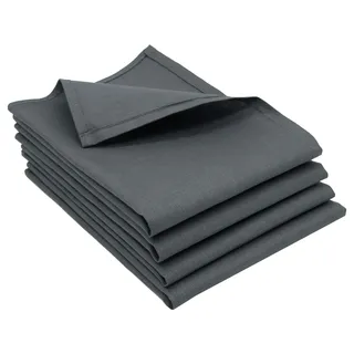 ZOLLNER 4er Set Geschirrtücher, Küchentücher, 50x70 cm, Halbleinen, anthrazit