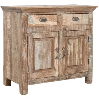 Biscottini Anrichte für Küche und Wohnzimmer 84 x 41 x 74 cm | Anrichte Küche aus recyceltem Holz | Sideboard Wohnzimmer Antikes Holz