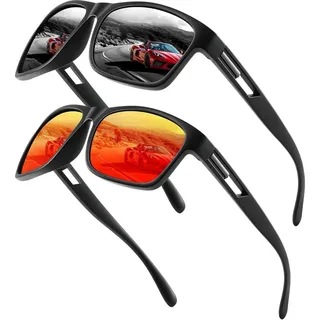 Polarisierte Sonnenbrille für Herren und Damen UV400 Schutz Sport Schwarz - Schwarz