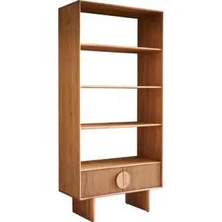 DeLife Bücherregal Surimu 90x185 cm Akazie Hellbraun 2 Türen 4 Fächer Regal Holzfüße Standregale