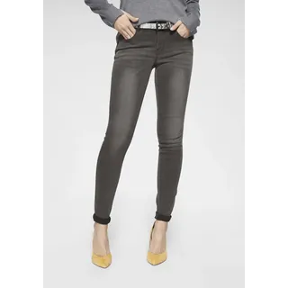 TAMARIS Skinny-fit-Jeans TAMARIS, Damen, Gr. 38, N-Gr, grau (grau used), Denim/Jeans, Obermaterial: 74% Baumwolle, 24% Polyester, 2% Elasthan, unifarben, skinny fit lang, Jeans, schmale Beinform, normale Leibhöhe, 5-Pocket-Form, Used-Waschung