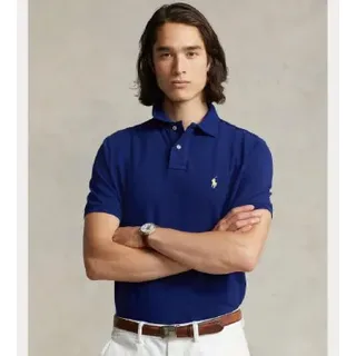 Polo Ralph Lauren für Herren. 710795080013 Schmal geschnittenes Piqué-Poloshirt blau (S), Lässig, Baumwolle, Kurzarm