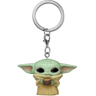 Funko Pop! Keychain: Star Wars: The Mandalorian - Raspberry - Grogu (The Child, Baby Yoda) mit Cup - Neuartiger Schlüsselanhänger - Vinyl-Minifigur Zum Sammeln - Strumpffüller - Geschenkidee