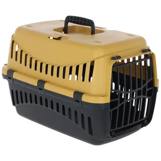 Kerbl Pet Transportbox Expedion, Honey/schwarz, 45x30x30 cm, Hundebox, Katzenbox, Hundetransport, Kunststoff, kleine Hunde, Katzen