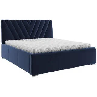 Boxxx Polsterbett , Blau , Holz, Metall , Buche , 160x200 cm , Bettkasten, gepolstertes Kopfteil, Stoffauswahl, in verschiedenen Größen erhältlich,alternative Größen erhältlich , Schlafzimmer, Betten, Polsterbetten