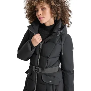 DKNY Damen Zip Front With Belt Maxi Coat, Schwarz, XL EU