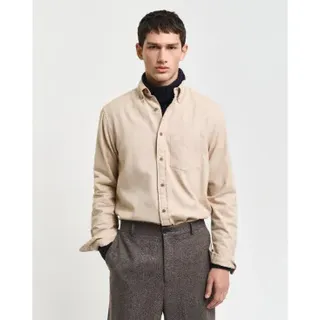 Gant für Herren. 3240189 Regular Fit Flanellhemd mit Fischgrätenmuster beige (S), Lässig, Baumwolle, Langarm