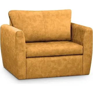 Schlafsessel, Mini Sofa mit Schlaffunktion und Bettkasten, Couch für Wohnzimmer, Schlafsofa Federkern Sofagarnitur Polstersofa Wohnlandschaft mit Bettfunktion - Sara Lux 80 (Gelb) - Gelb