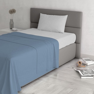 Trendy Chic Bettwäsche-Set aus 100% Baumwolle, hergestellt in Italien, für Einzelbett, Hellblau