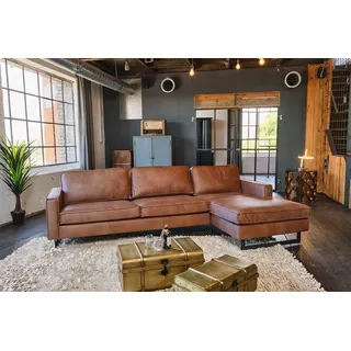KAWOLA Ecksofa Vilnius Kunstleder Longchair rechts cognac