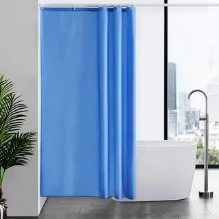 Furlinic Duschvorhang Antischimmel Wasserdicht für Badewanne Blau 120x200 | Textil Polyester Stoff Mit Gewicht Badvorhang Beschwerter Saum Meer Hochwertig mit 8 Duschvorhangringen.