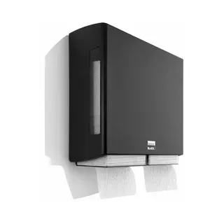 BlackSatino BriQ double Toilettenpapierspender, ABS-Kunststoff, Farbe: matt schwarz, Maße: 251 x 104 x 153 mm