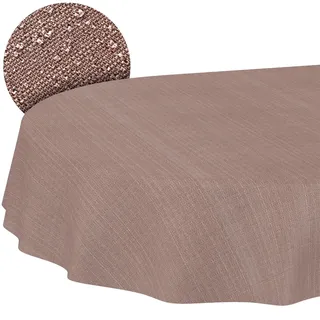 Stoff Tischdecke Textil Tischwäsche Tischtuch Baumwolle Polyester abwaschbar Uni Ornament Damast Jacquard Gewebe waschbar Braun Oval 180x140cm Schnittkante