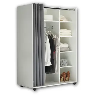 Pol-Power Kleiderschrank Jenke 100 x 145 x 50 cm Weiß/Grau