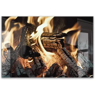 timalo Küchenbild aus Acrylglas modernes Wandbild Glasbild Deko Küche XXL Acryl-Bild wie Glas | 60x40cm Feuer Lagerfeuer Kamin