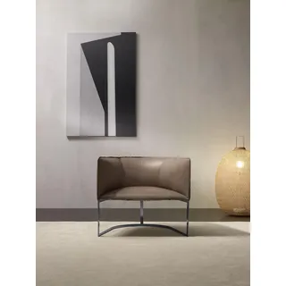 Luxus Design Möbel Grau Prianera Stil Design Leder Sessel Wohnzimmer Lounge - Grau