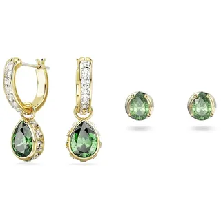 Swarovski Stilla Hängeohrringe, Grüne und Vergoldete Ohrhänger mit Strahlenden Swarovski Kristallen & Stilla Ohrringe, Vergoldete Damenohrringe mit Tropfenförmigen Kristallen im Brillantschliff