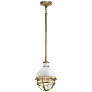 Elstead Lighting Hängeleuchte , Messingfarben, Weiß , Metall, Glas , Kugel , 44.5 cm , RoHS , Lampen & Leuchten, Innenbeleuchtung, Hängeleuchten, Pendelleuchten