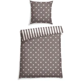SCHIESSER Bettwäsche, Sterne Feinbiber, 155x220 grau/weiß
