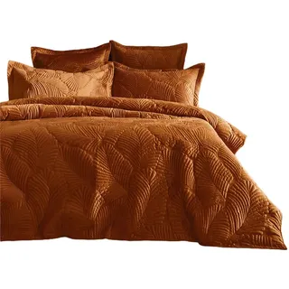 Paoletti - Gesteppt - Bettwäsche-Set "Palmeria", Samt RV2144 (Superking) (Rostfarben) - Bunt