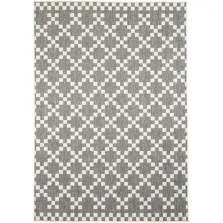 Pergamon Newport Modern Karo Outdoor-Teppich 140 x 200 cm Grau/Silber
