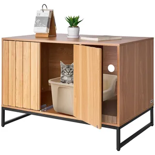 VEVOR Katzenschrank, 800x510x568 mm, Katzentoilette mit Kratzpad & Stauraum, Katzenklo Schrank, Katzenhaus, passend für die meisten Katzentoiletten, für Schlafzimmer & Wohnzimmer