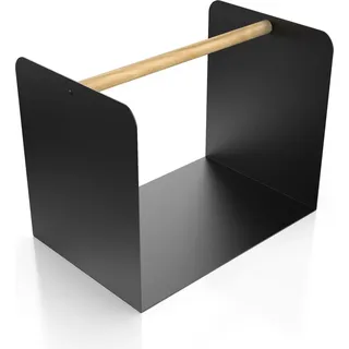 teileplus24 Kaminholzregal Metall Innen Außen Modell:Modern Schwarz