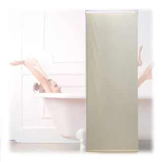 Relaxdays Duschrollo, 60x240 cm, Seilzugrollo für Dusche & Badewanne, Decke & Fenster, Badrollo wasserabweisend, beige,