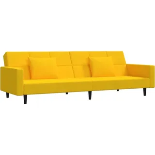 Schlafsofa 2-Sitzer mit 2 Kissen Gelb Samt - Gelb