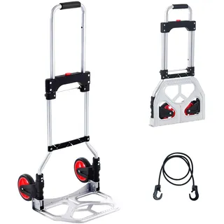 Vevor Sackkarre Klappbar 80kg Transportkarre aus Aluminiumlegierung und Kunststoff Stapelkarre mit verstellbarem Griff 715-930mm Faltbarer Trolley inkl. Bindeseil kompakte Größe zum Verstauen