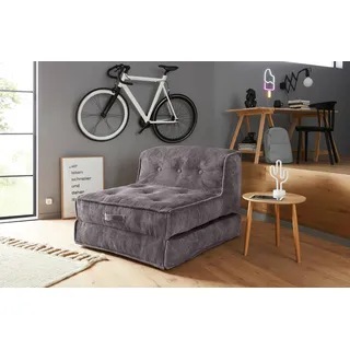 INOSIGN »Pia« Loungesessel aus Cord, in 2 Größen, Pouf-Funktion. grau