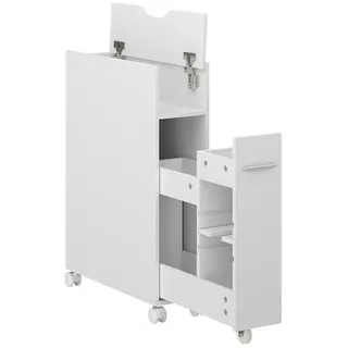 Vicco Toilettenschrank Niva Weiß 18 x 71.3 cm mit ausziehbarem Fach, - Weiß