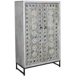 DKD Home Decor Garderobenschrank 90 x 38 x 150 cm Grau Weiß Mango-Holz