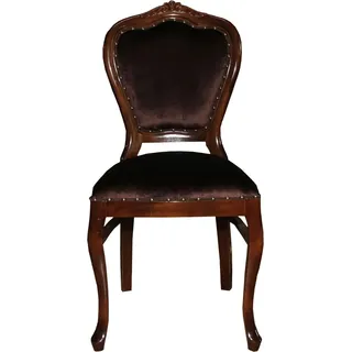 Casa Padrino Barock Luxus Esszimmer Stuhl Braun/Braun - Damen Schminktisch Stuhl - Limited Edition - Braun