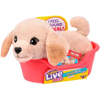 Moose Little Live Pets My Really Real Puppy Minis – Buddy der Labrador, interaktiver Puppy mit 20+ Geräuschen und Reaktionen, inklusive Korb zum Präsentieren, niedliches Geschenk für Kinder (11 cm groß)