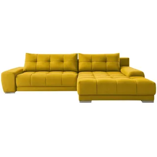 Kaiser Möbel Ecksofa Wave Mit Schlaffunktion, Stoff Soro, Gelb Rechts , Holz , 281x105 cm , Wohnzimmer, Sofas & Couches, Wohnlandschaften, Ecksofas