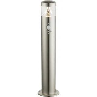 Globo Lighting Außenleuchte Edelstahl, Kunststoff klar, Sensor inkl., IP44, ø: 118mm, H: 500mm, inkl. LED 7W 230V, 600lm Source, 450lm Output, 3000K - Schwarz